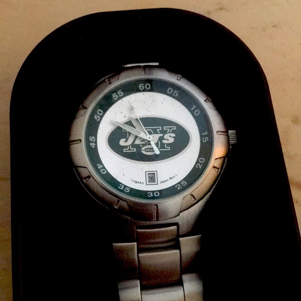 New York Jets logo stainless steel metal watch